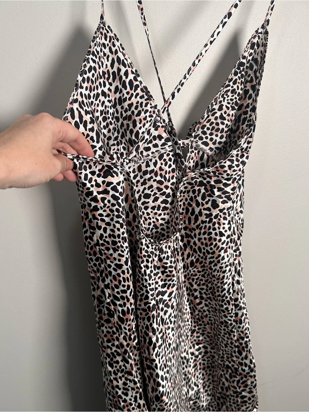 Victoria’s Secret 100% silk Leopard Print Slip Dress with Tie Front